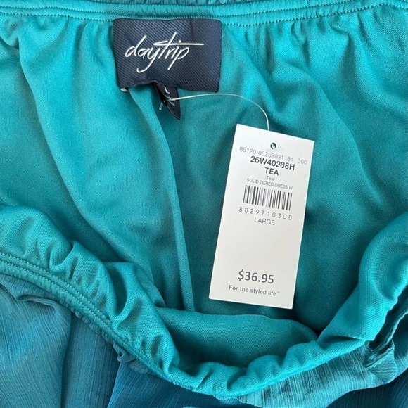 Nwt Daytrip Tiered Chiffon Mini Dress Teal size L - Picture 7 of 8
